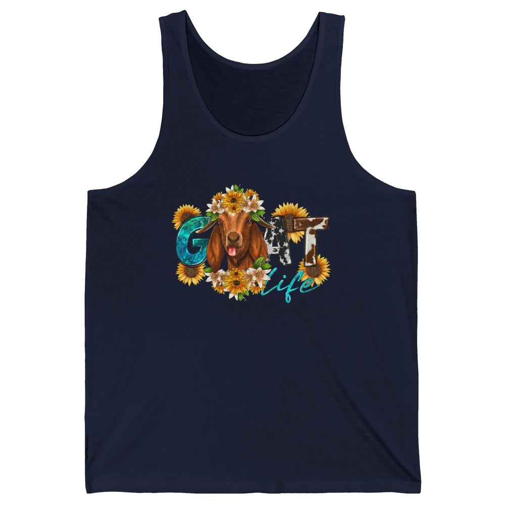 Sunflower Goat Life Just A Girl Who Love Goat Farmer Western Unisex Jersey Tank