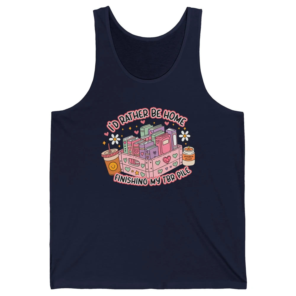 Retro Groovy TBR Book Readers Be Home Finishing My TBR Pile Unisex Jersey Tank