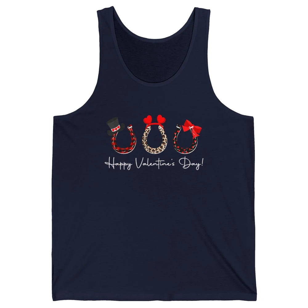Leopard Red Plaid Heart Love Horseshoes Horse Lover Happy Valentine's Day Unisex Jersey Tank