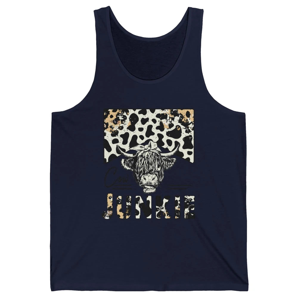 Leopard Highland Cow Bandana Cow Junkie Western Country Gift Unisex Jersey Tank