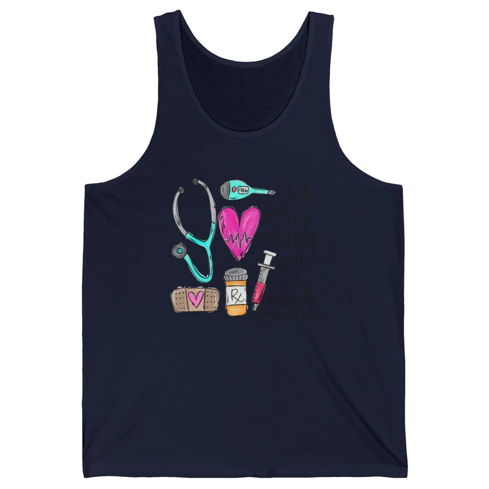 Nursing Life She Works Willingly With Her Hands RN Nurse Day Unisex Jersey Tank