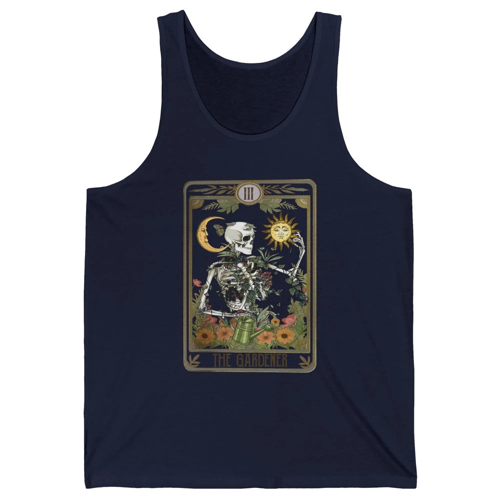 Floral Skeleton Gardening Tarot The Gardener Plant Lovers Unisex Jersey Tank