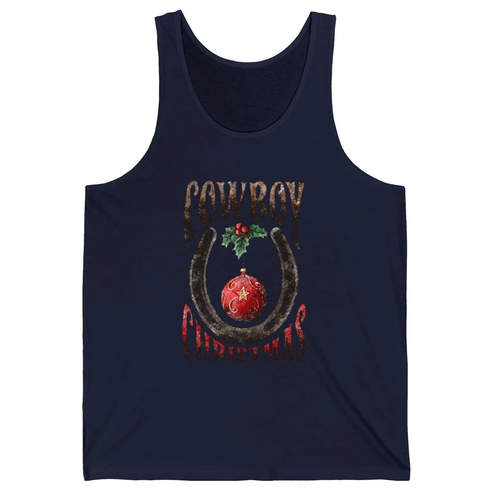 Christmas Cowboy Horseshoe Xmas Balls Western Christmas Unisex Jersey Tank