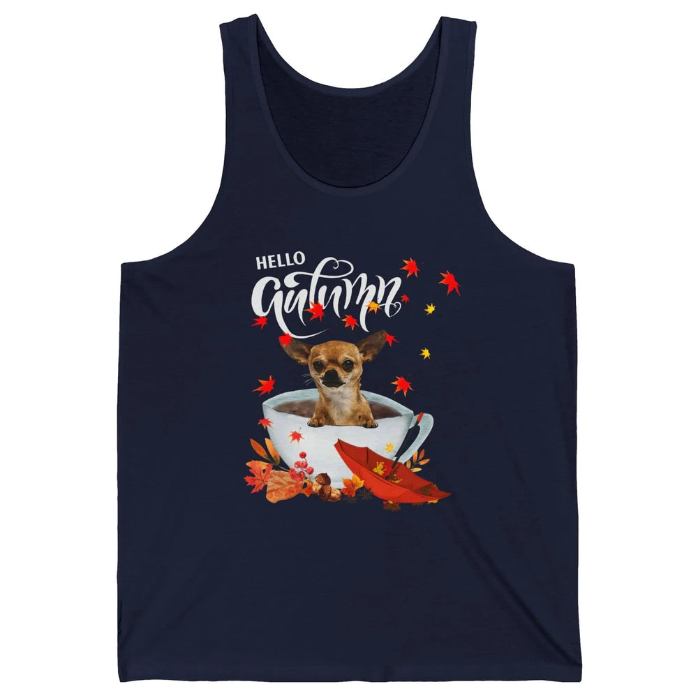Chihuahua Autumn Dog And Coffee Fall Thanksgiving Chihuahua Unisex Jersey Tank