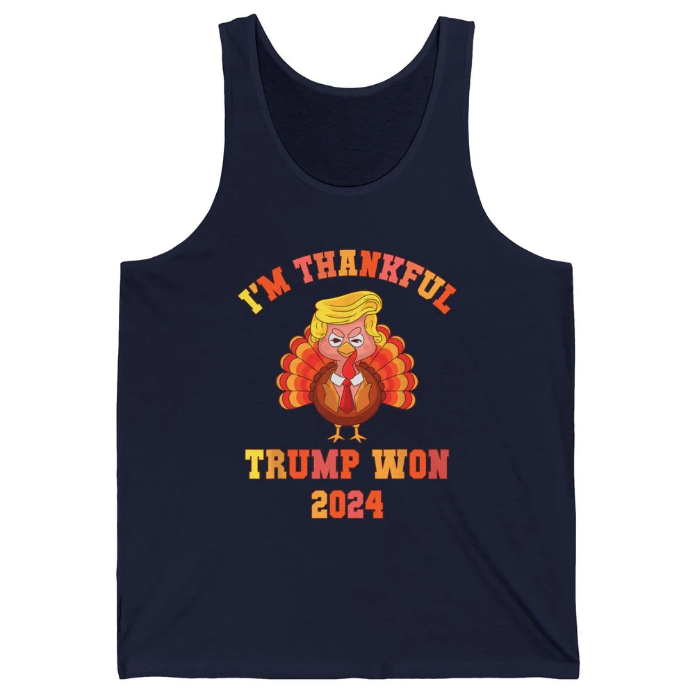 Funny Donald Trump Make Thanksgiving Great Again Thankful Trump Won Republican Unisex Jersey Tank