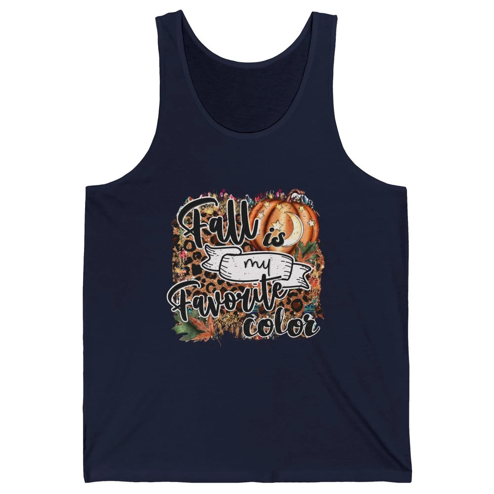 Retro Pumpkin Fall Is My Favorite Color Leopard Autumn Gift Unisex Jersey Tank