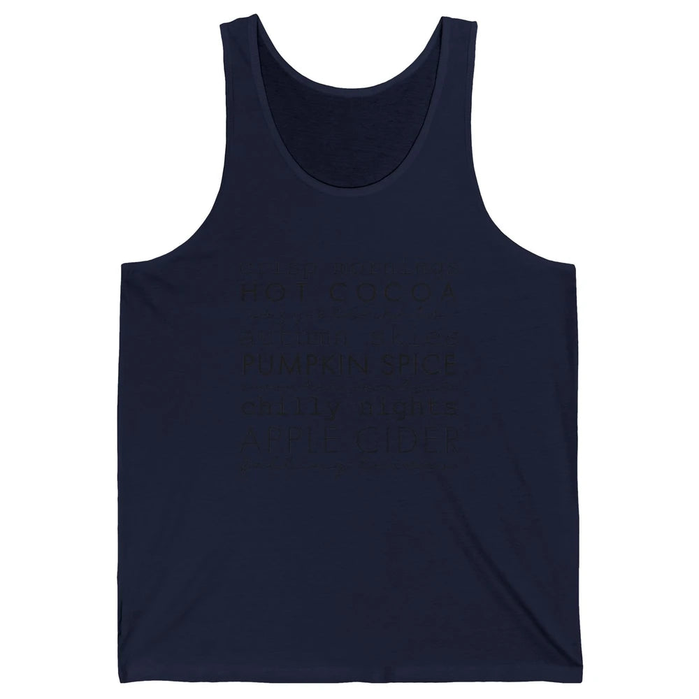 Fall Gift Sweater Weather Apple Cider Falling Leaves Autumn Unisex Jersey Tank
