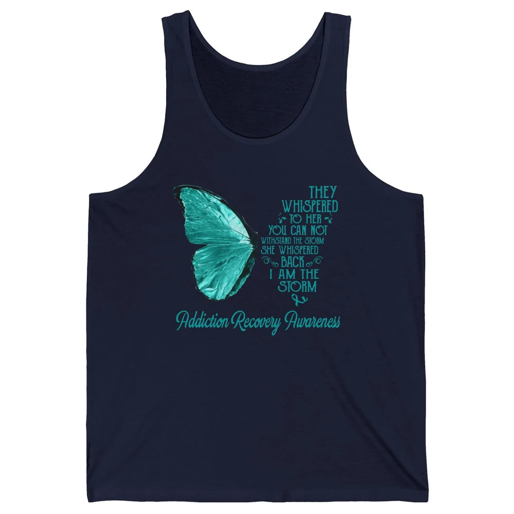 Addiction Recovery Awareness Ribbon Butterfly I'm The Storm Unisex Jersey Tank