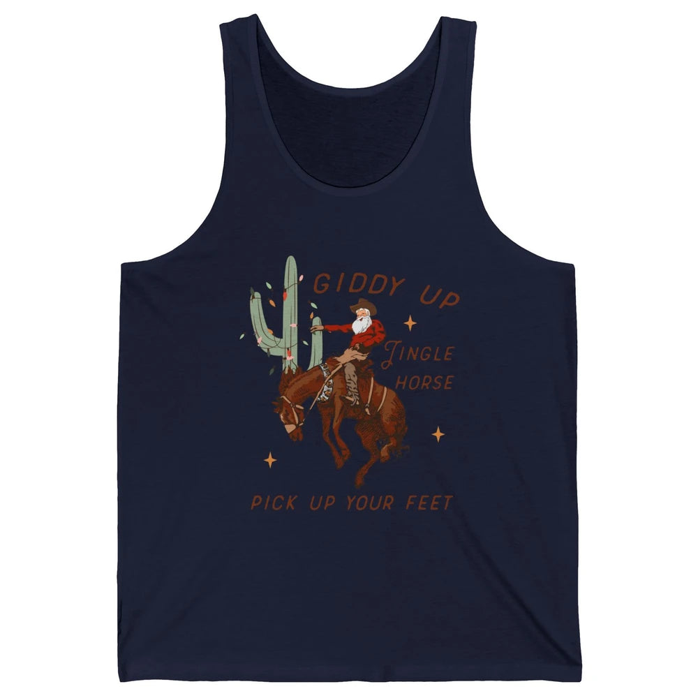 Cowboy Santa Giddy Up Jingle Horse Pick Up Western Christmas Unisex Jersey Tank