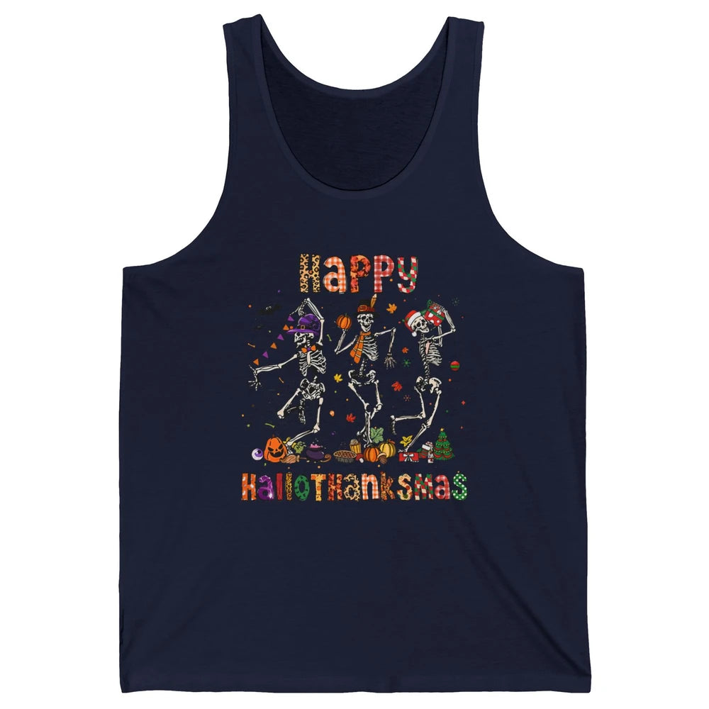 Funny Dancing Skeleton Happy Hallo-thank-mas Fall Pumpkin Unisex Jersey Tank