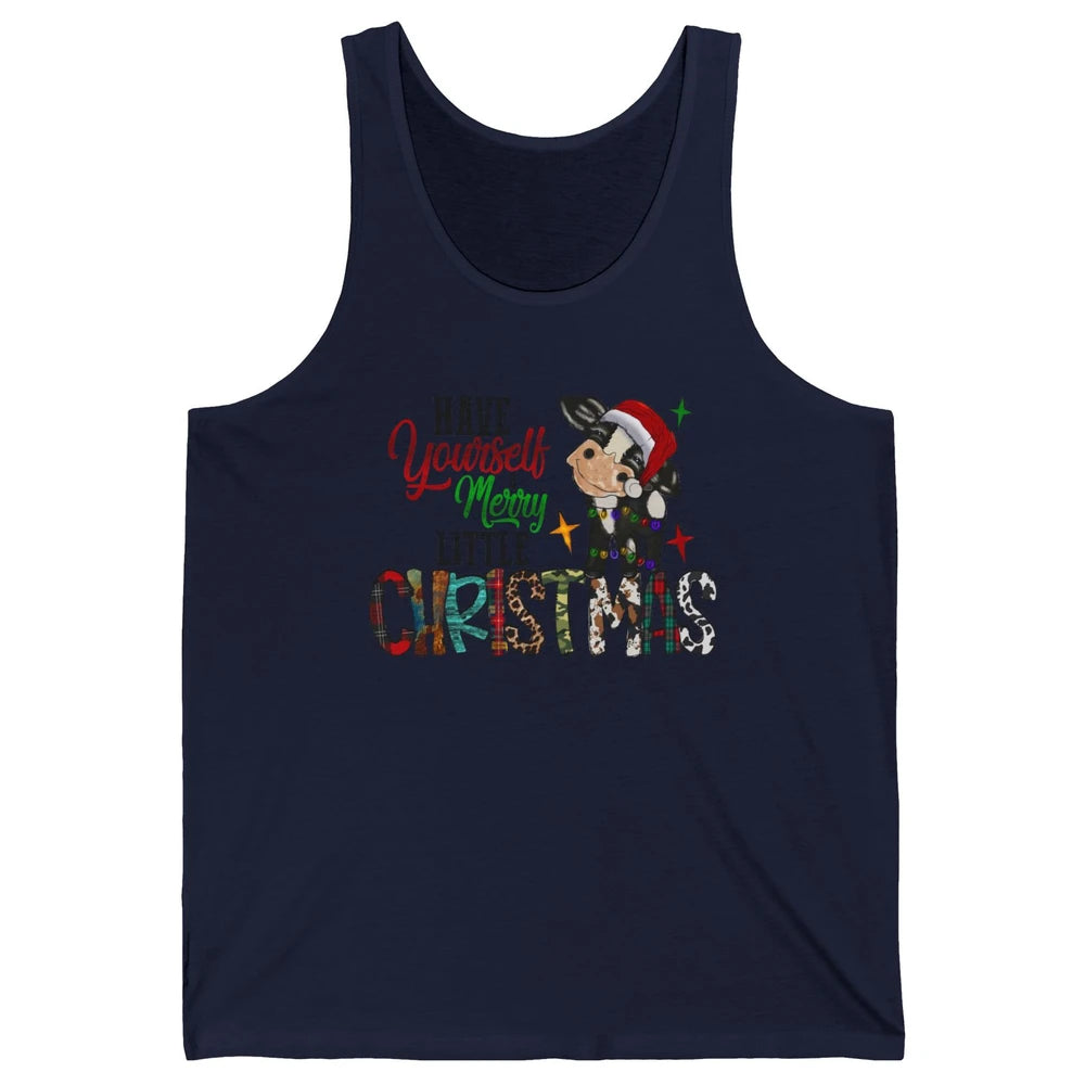 Cow Santa Have Yourself Merry Little Christmas Western Xmas Unisex Jersey Tank
