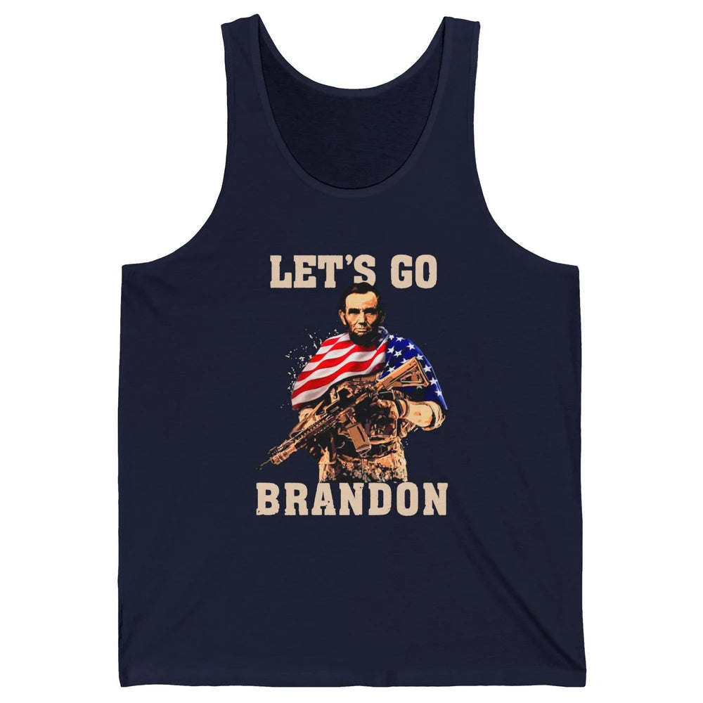 Abraham Lincoln US Flag Lets Go Brandon Conservative Liberal Unisex Jersey Tank