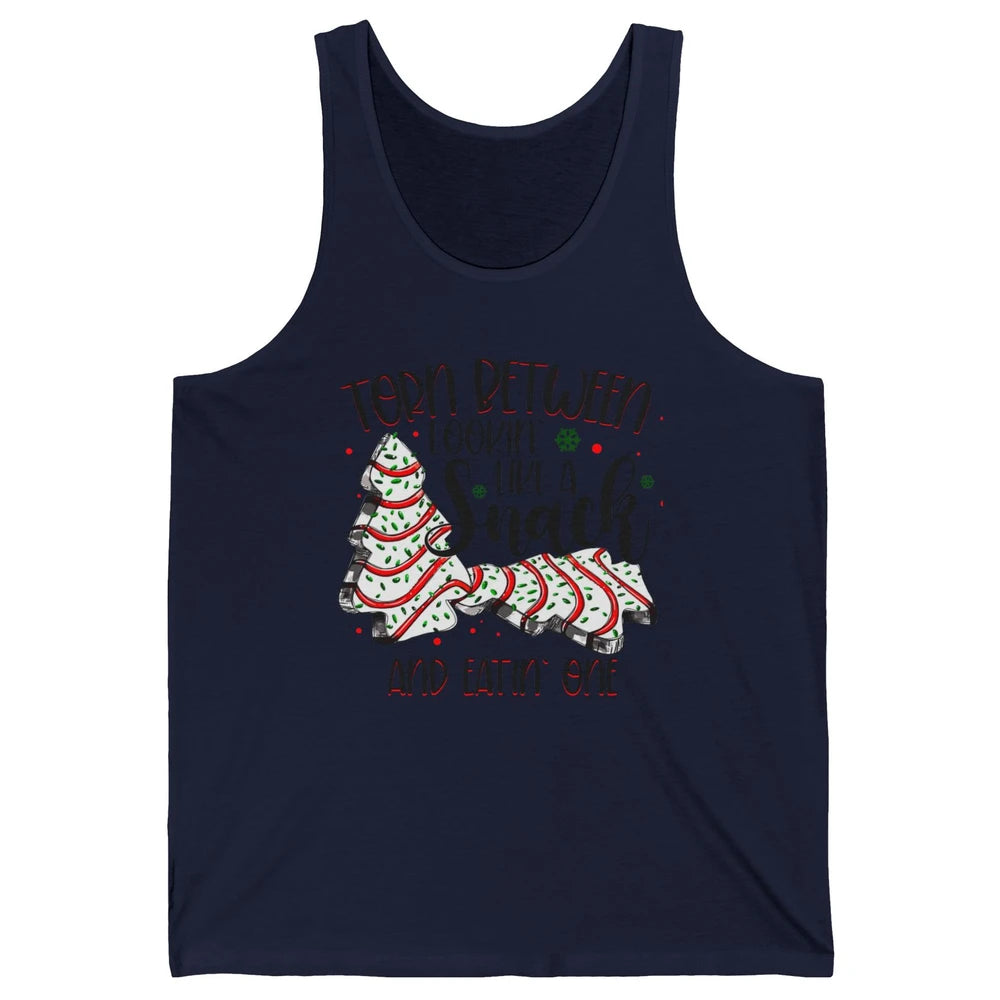 Christmas Tree Cake Torn Between Look Like a Snack Eat One Unisex Jersey Tank