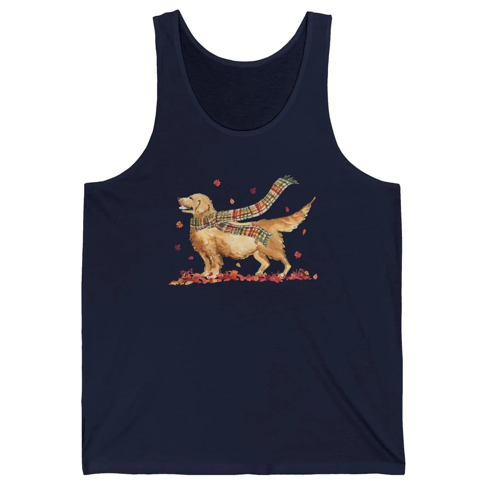 Funny Golden Retriever Autumn Falling Leaves Halloween Fall Unisex Jersey Tank