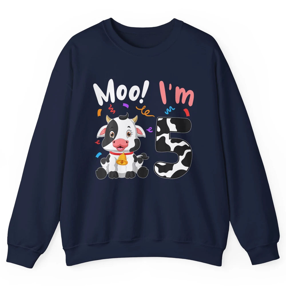 5th Birthday Moo Im 5 Cow Farm Animal Barnyard Family Party Unisex Crewneck Sweatshirt