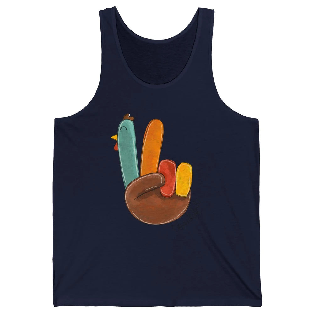 Funny Turkey Peace Sign Thankful Thanksgiving Gift Halloween Unisex Jersey Tank