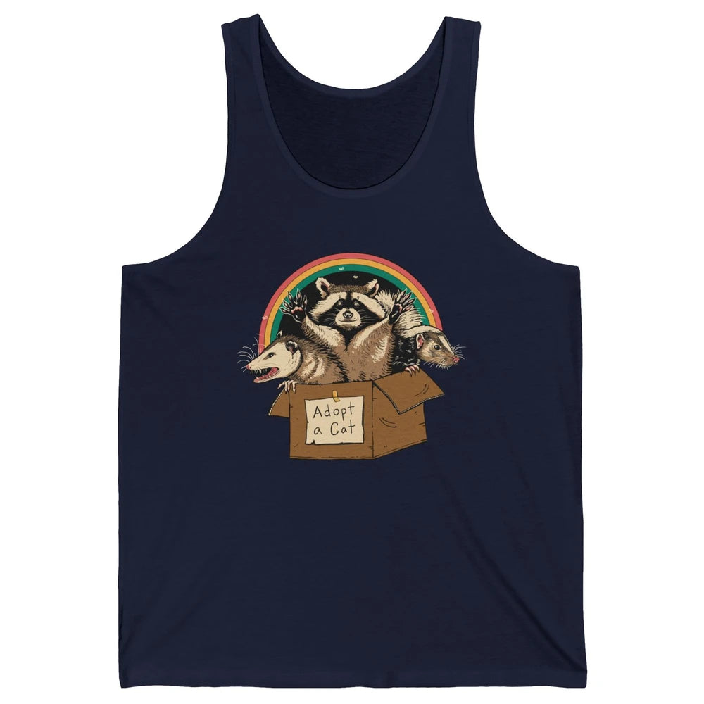 Adopt Forbidden Cats In Box Raccoon Skunks Possum Cat Lovers Unisex Jersey Tank