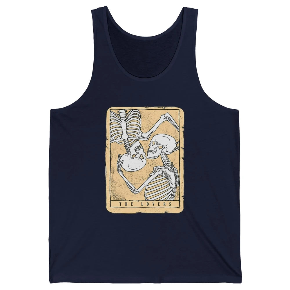 Tarot Card The Lovers Skeleton Couple Funny Skull Vintage Astrology Gothic Happy Valentine's Day Unisex Jersey Tank
