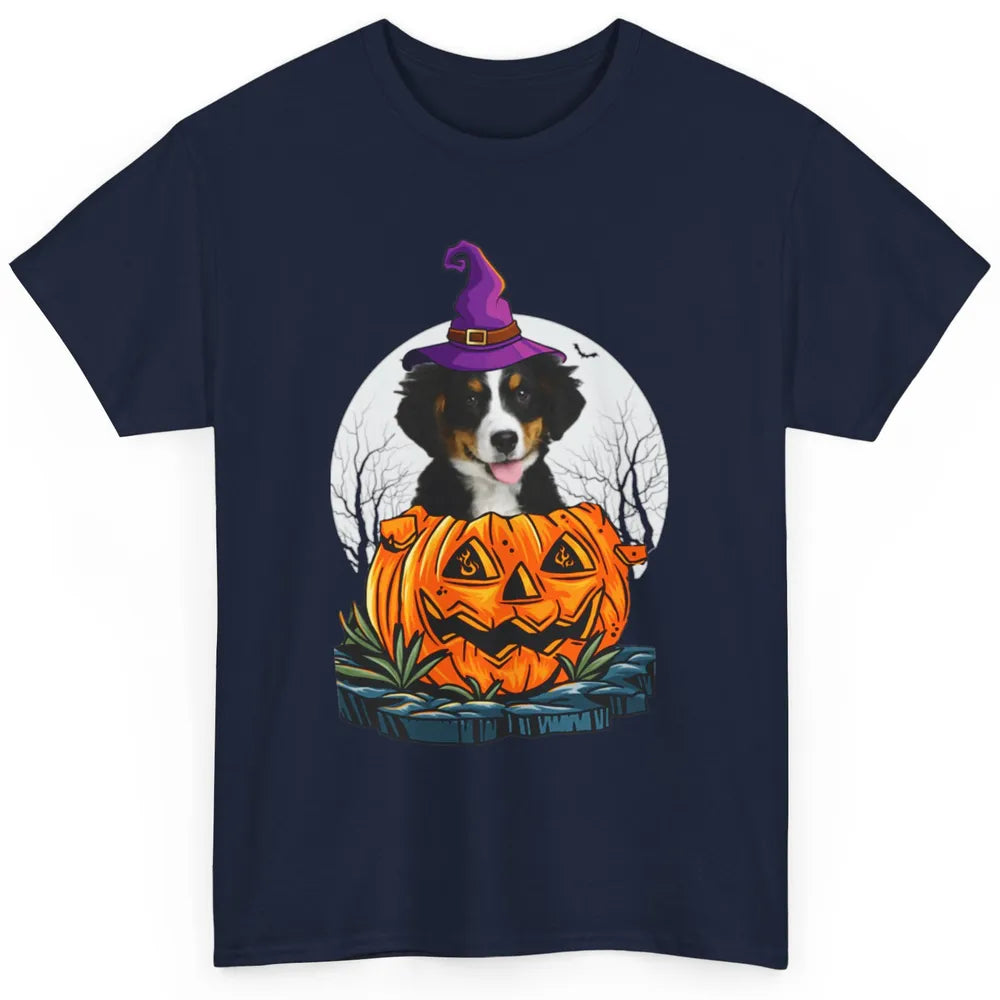 Bernese Mountain Dog Witch Pumpkin Halloween Spooky Season Classic Unisex T-Shirt