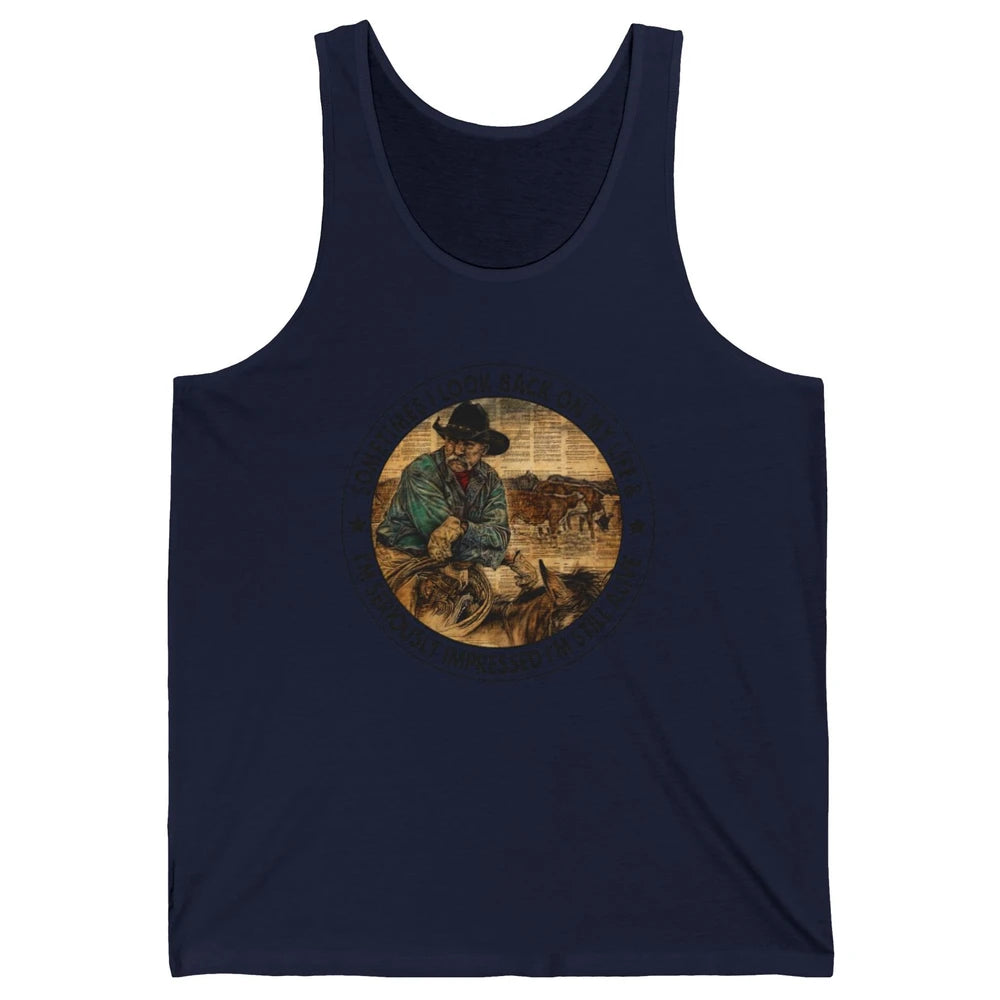 Retro Western Cowboy Sometimes I Look Back On My Life Horse Unisex Jersey Tank