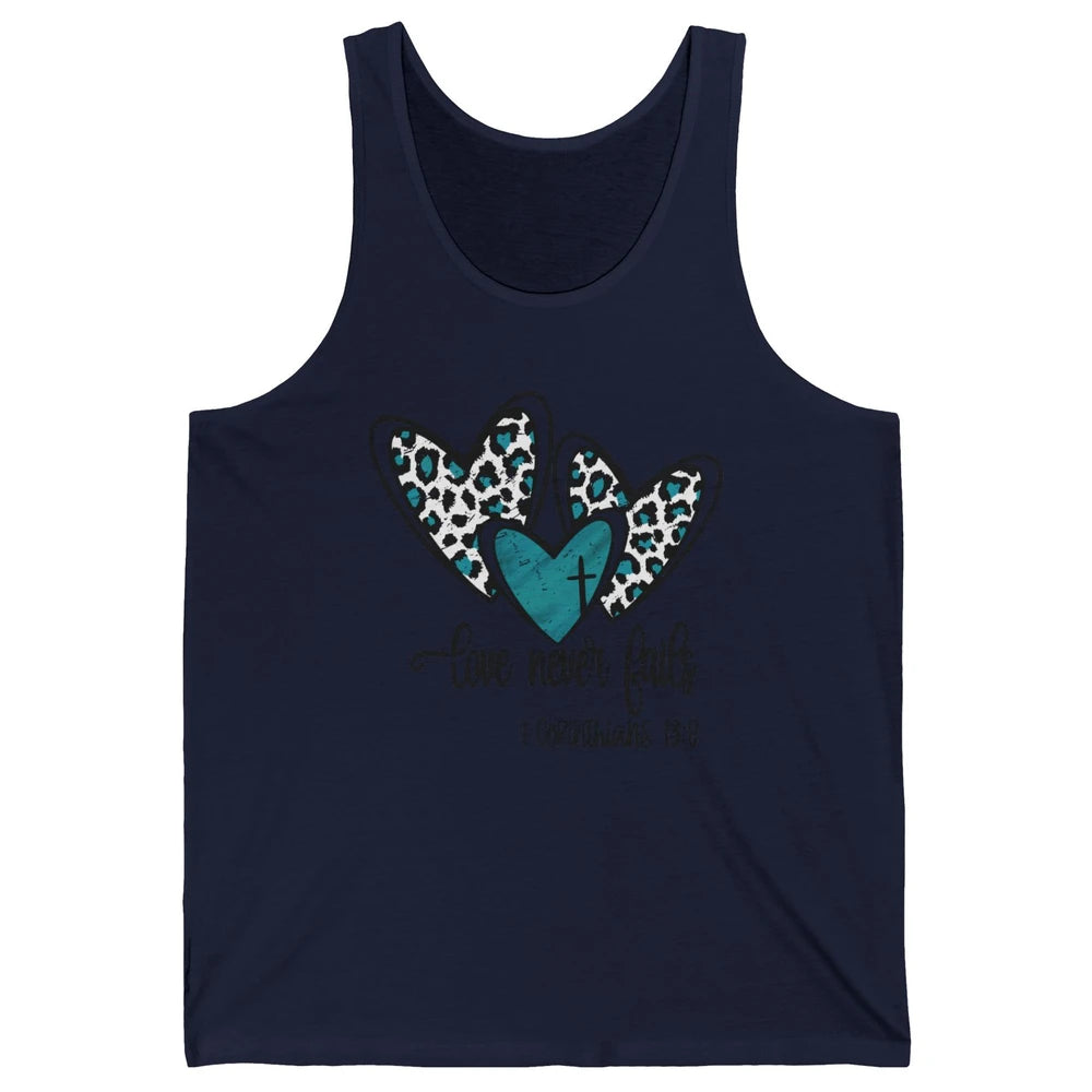 Love Never Fails Christian Religious Jesus Faith Bible Verse Unisex Jersey Tank