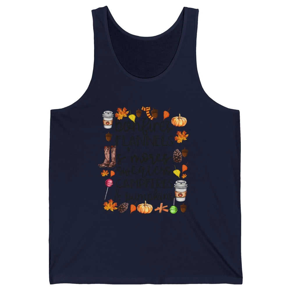Fall Stuff Pumpkins Falling Leaves Campfire Halloween Autumn Unisex Jersey Tank