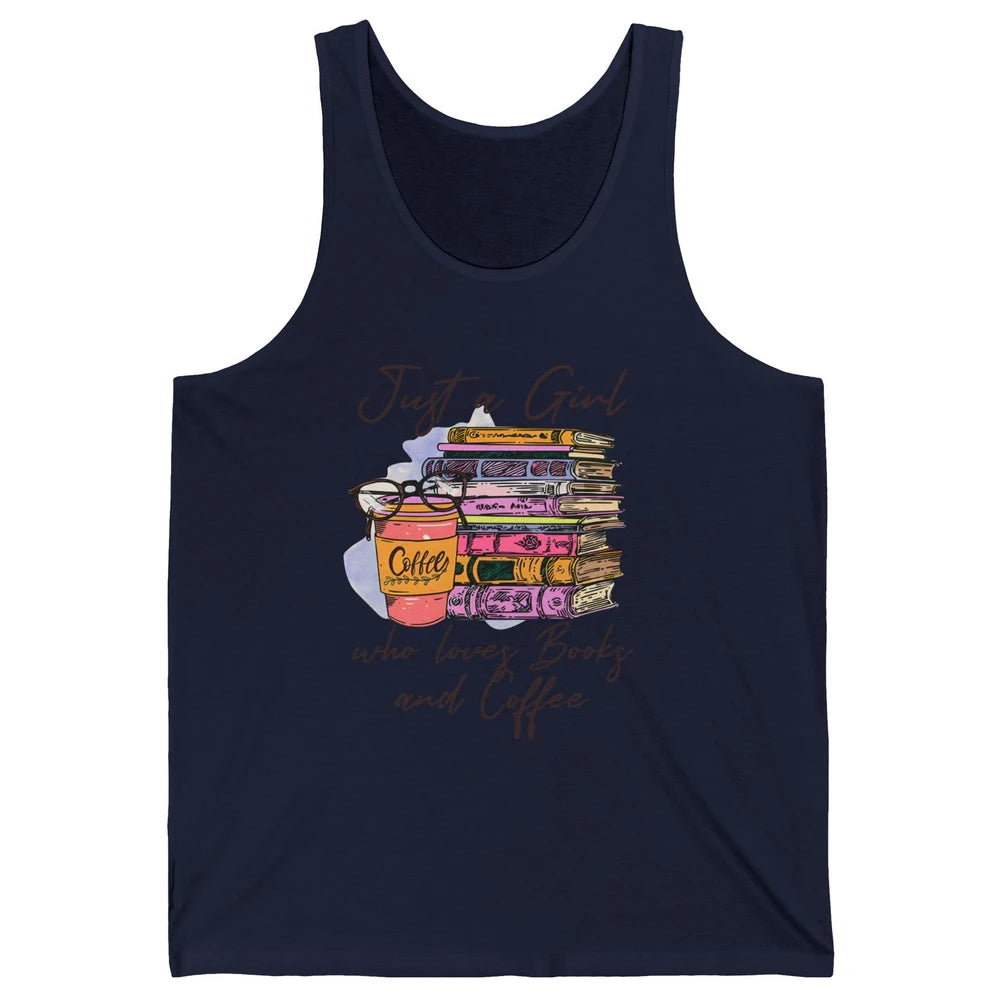Retro Books Just A Girl Who Loves Books And Coffee Reading Unisex Jersey Tank