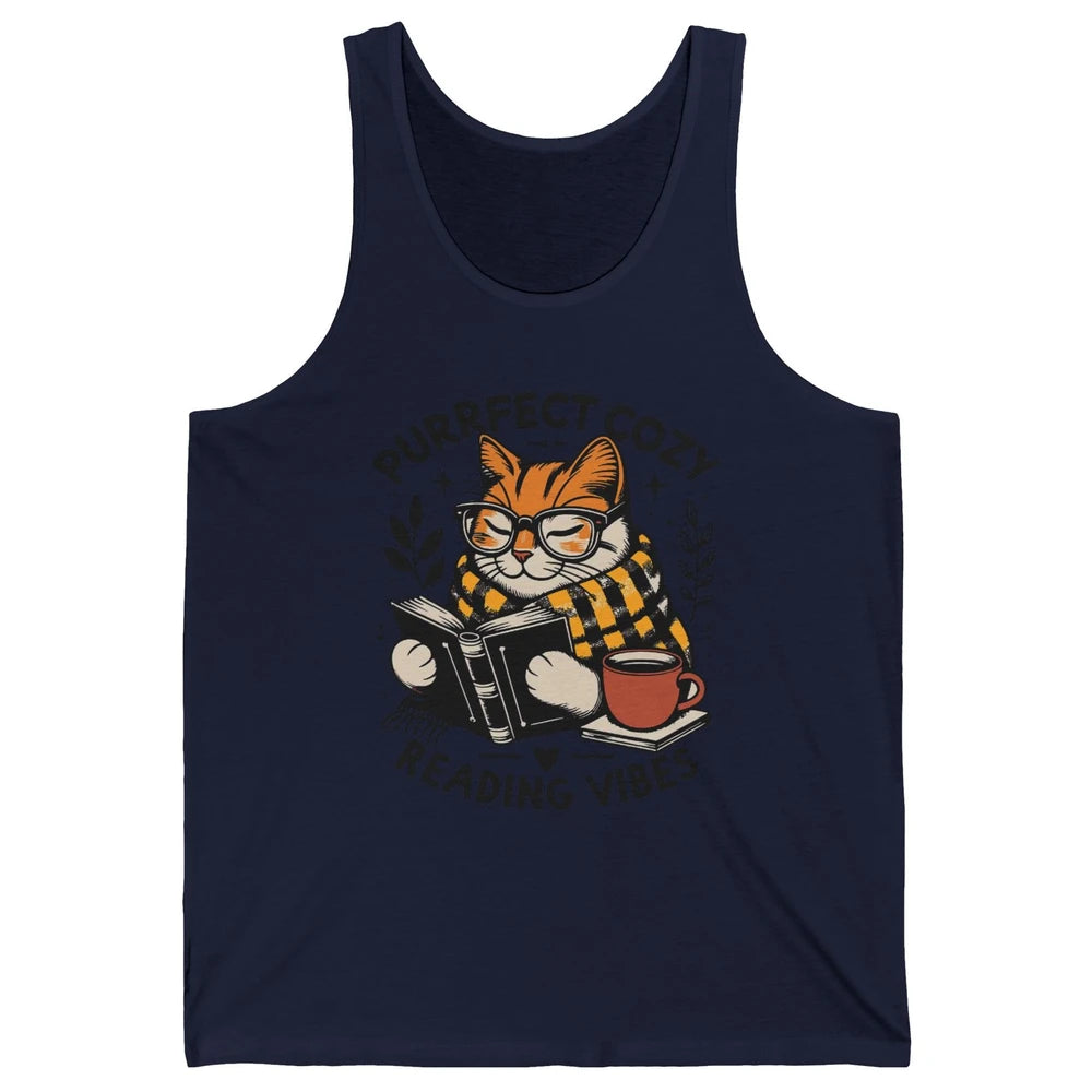 Funny Bookish Cat Purrfect Cozy Reading Vibes Winter Reading Unisex Jersey Tank