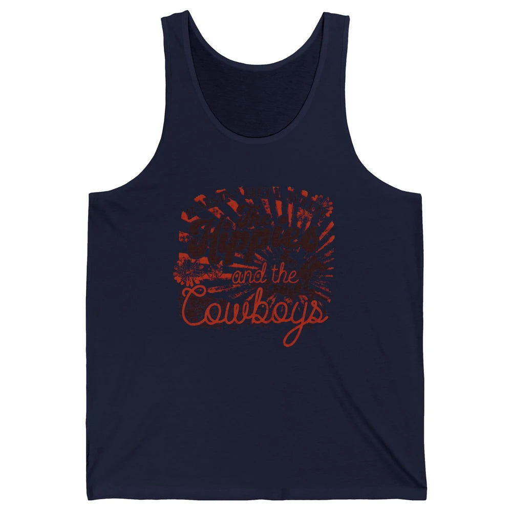 Retro Raisin' Hell With The Hippies And The Cowboys Country Unisex Jersey Tank