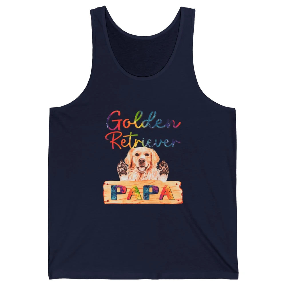 Colorful Golden Retriever Dog Papa Cute Puppy Father Dad Unisex Jersey Tank