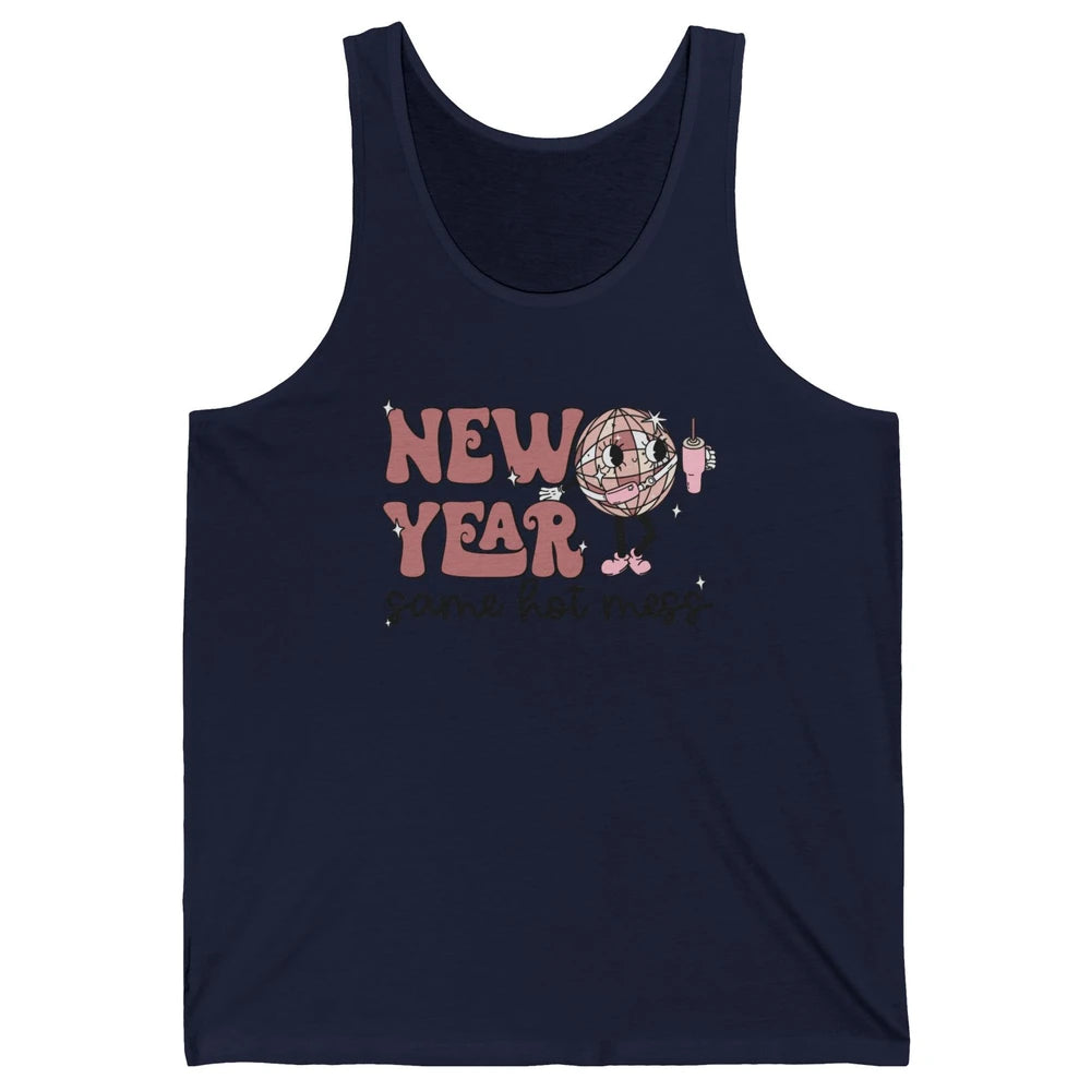 Happy New Year Disco Ball Bougie New Year Same Hot Mess Unisex Jersey Tank