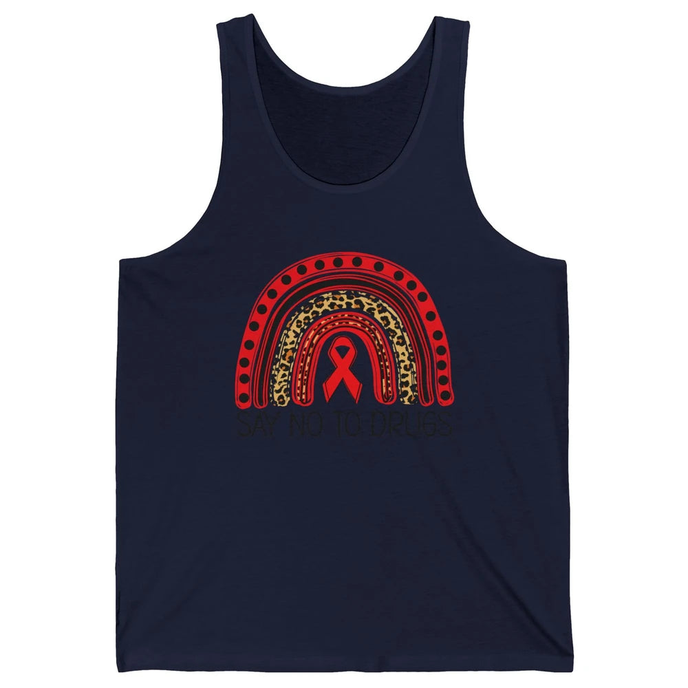 Red Ribbon Week Awareness Leopard Rainbow Say No To Drugs Unisex Jersey Tank