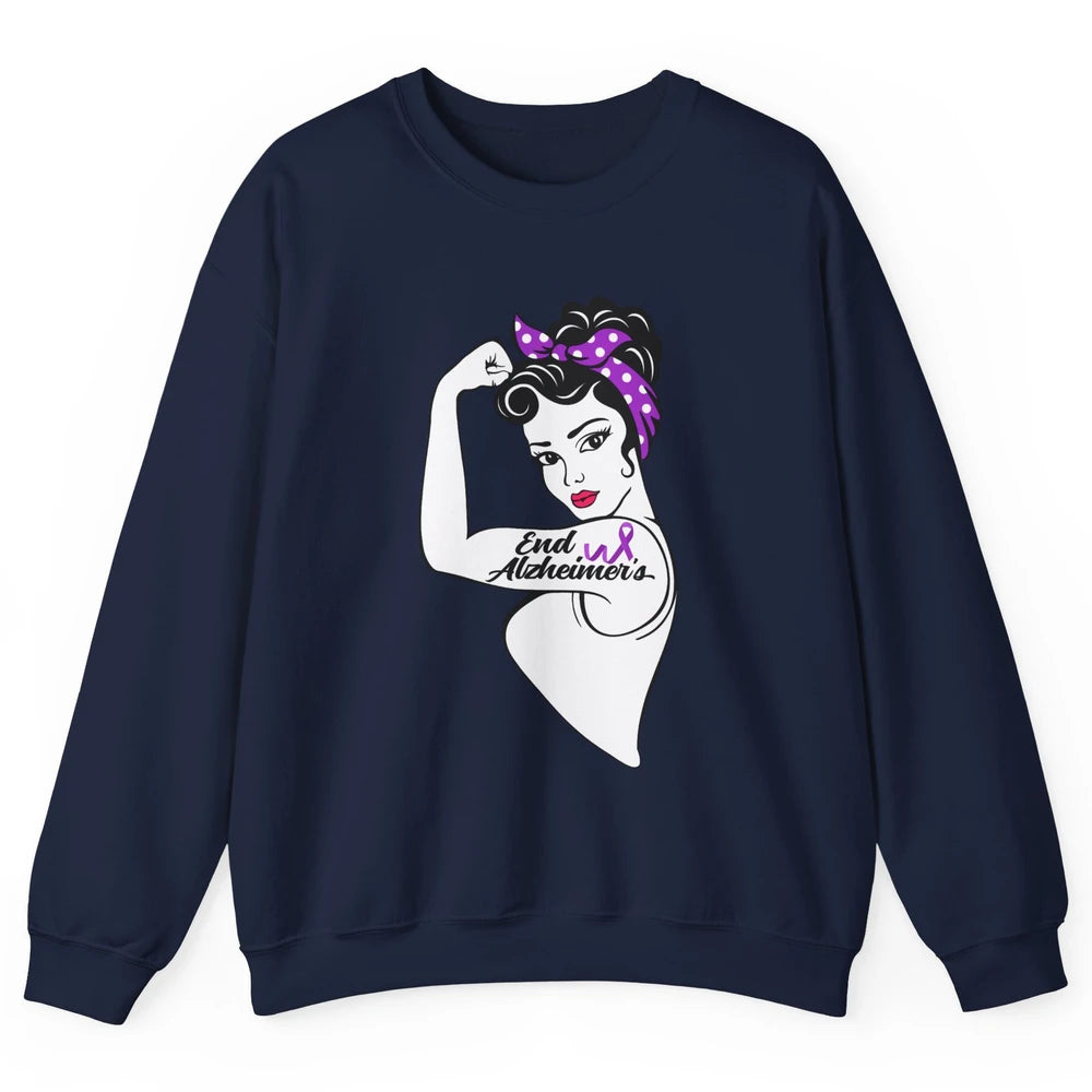 Alzheimer Awareness Strong Purple Ribbon Women Bandana Gift Unisex Crewneck Sweatshirt