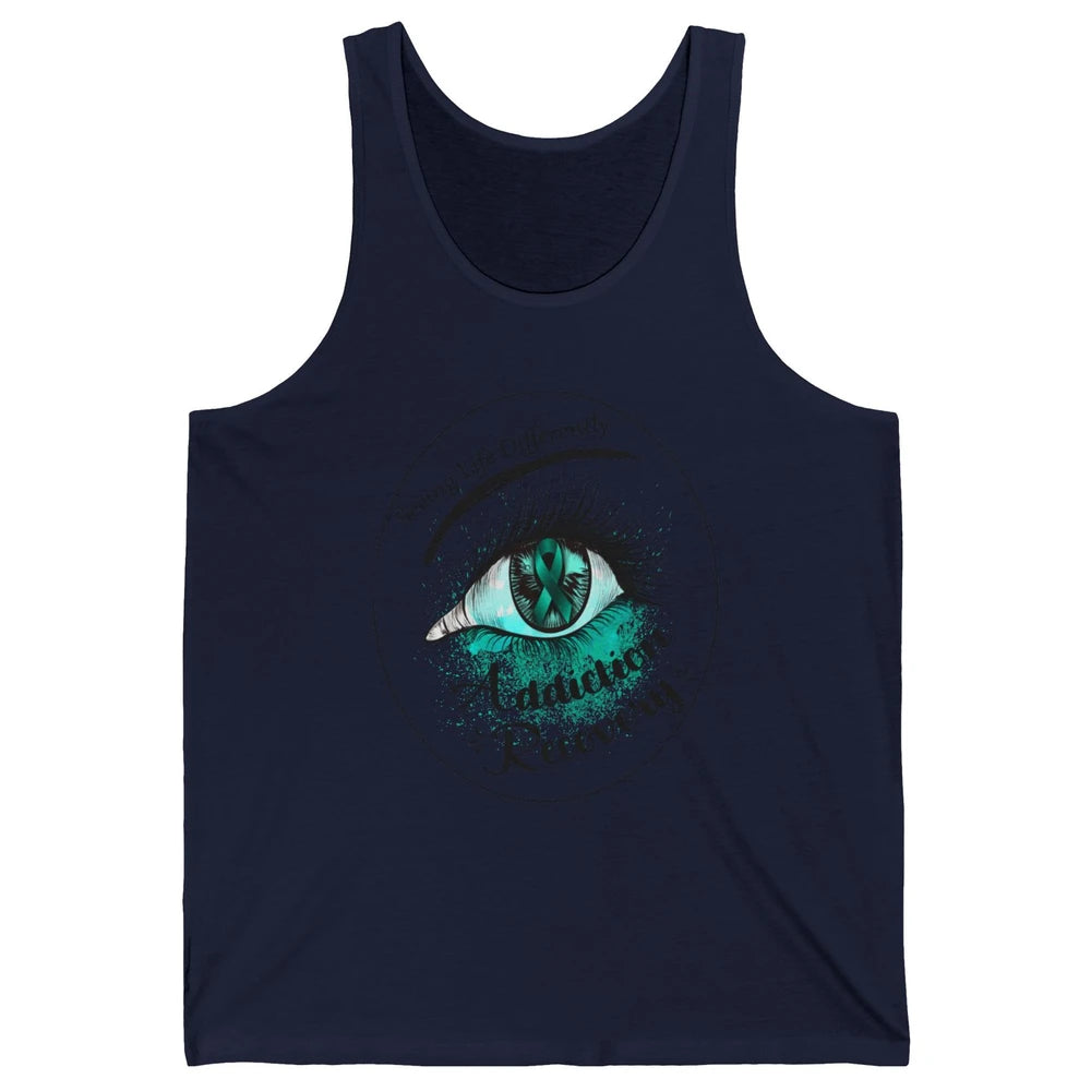 Addiction Awareness Seeing Life Differently Eye Teal Ribbon Unisex Jersey Tank