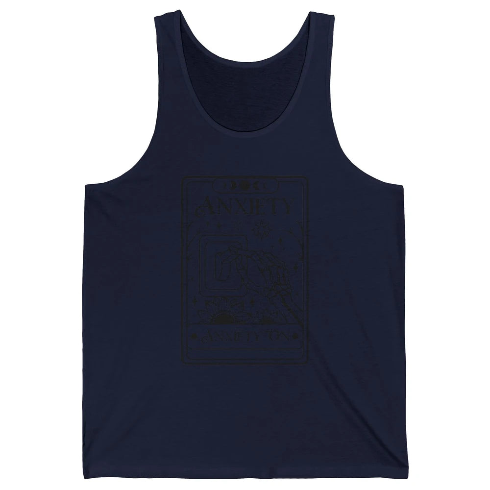 Retro Halloween Skeleton Hand Anxiety On Off Mental Health Unisex Jersey Tank