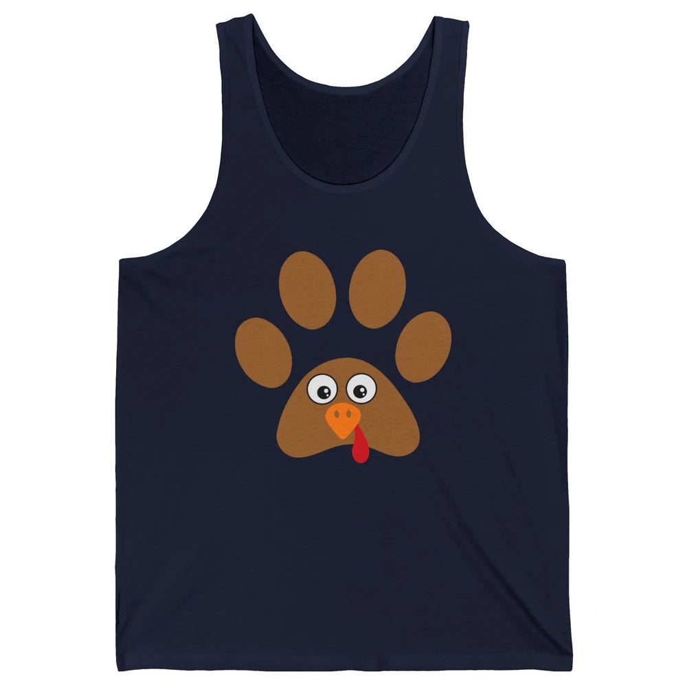 Turkey Pawprint Dog Paw Thanksgiving Cute Puppy Turkey Day Unisex Jersey Tank