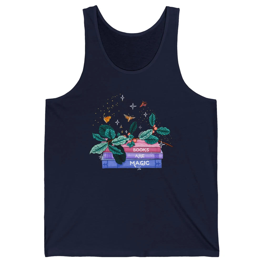 Aesthetic Books Are Magic Butterfly Floral Bookish Plant Unisex Jersey Tank