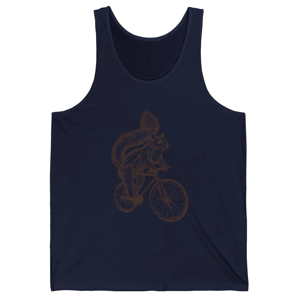 Funny Squirrel Riding A Bicycle Drawn Bike Squirrel Lovers Unisex Jersey Tank