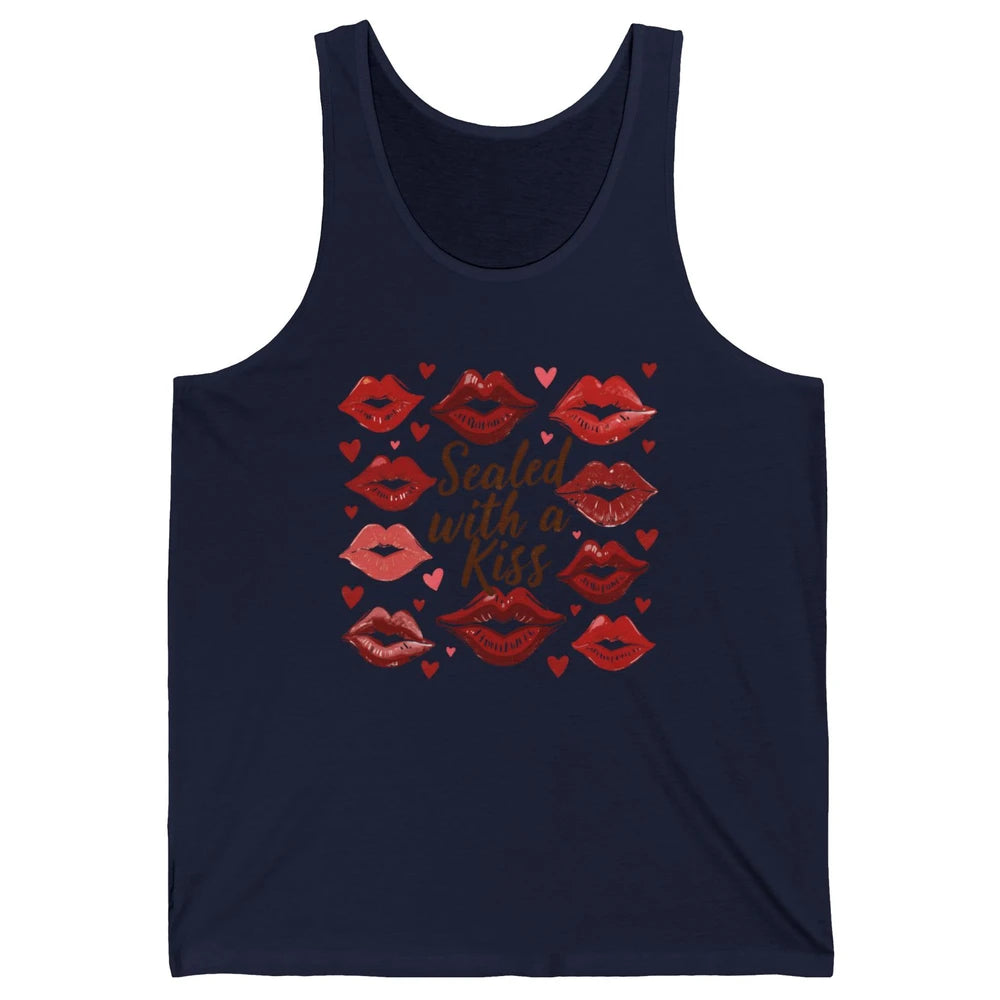 Sealed With A Kiss Sexy Red Lips Happy Valentine's Day Heart Love Unisex Jersey Tank