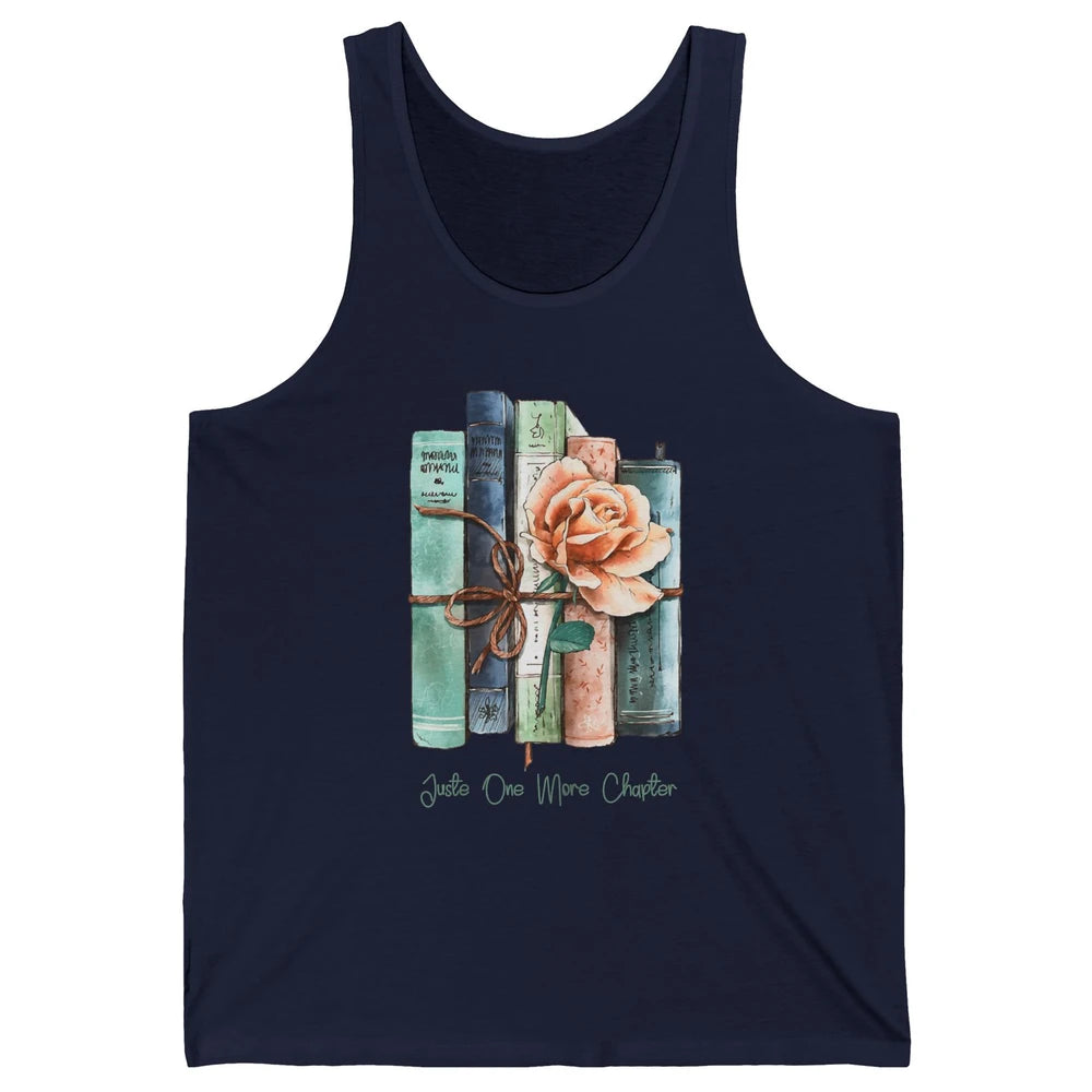 Just One More Chapter Minimalist Floral Book Page Aesthetic Unisex Jersey Tank