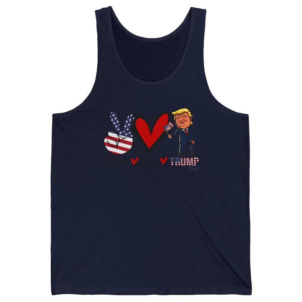 Peace Love Trump 2024 US Flag President Trump Return Support Unisex Jersey Tank