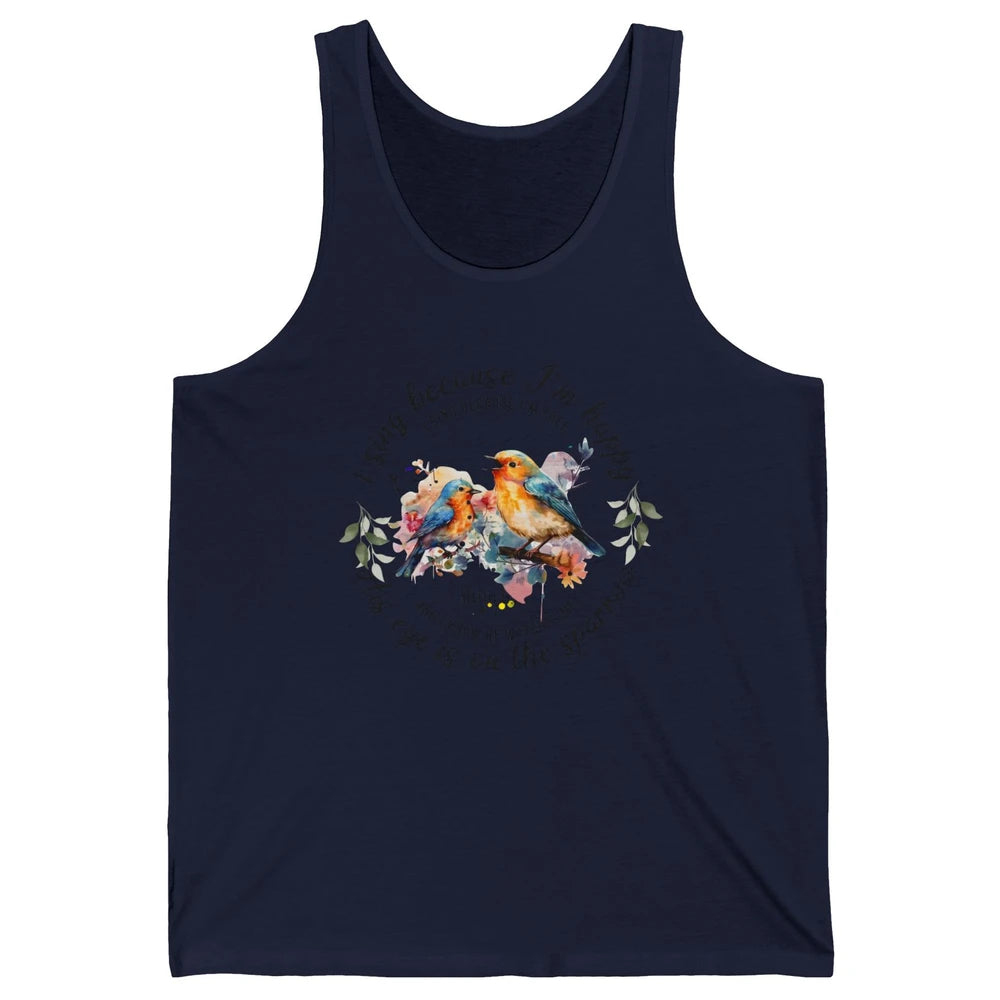 Christian Birds His Eyes Are On The Sparrow Bible Hand Drawn Unisex Jersey Tank