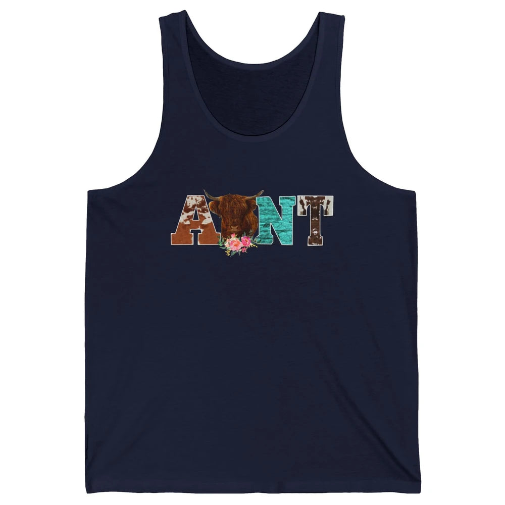 Cowhide Highland Cow Aunt Cow Western Country Heifer Auntie Unisex Jersey Tank