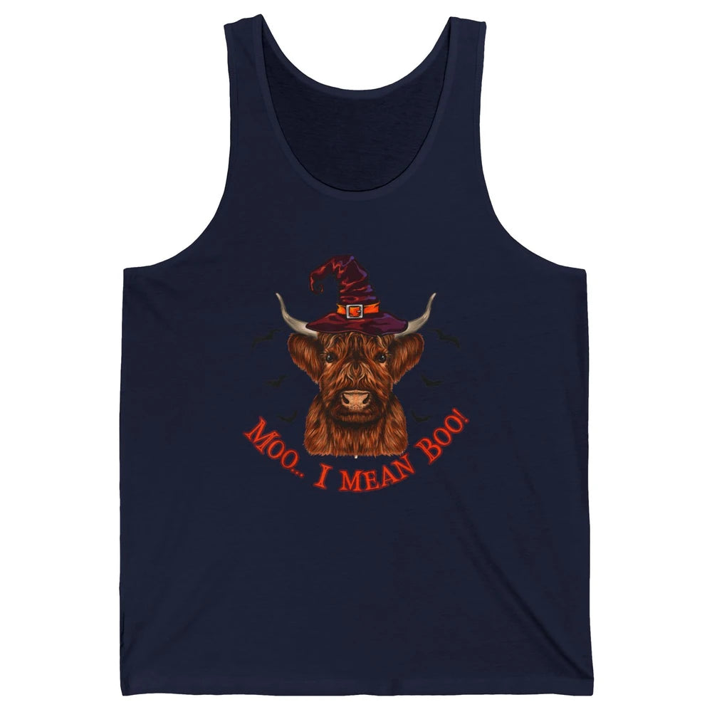 Funny Moo I Mean Boo Ghost Cow Spooky Farm Witch Halloween Unisex Jersey Tank