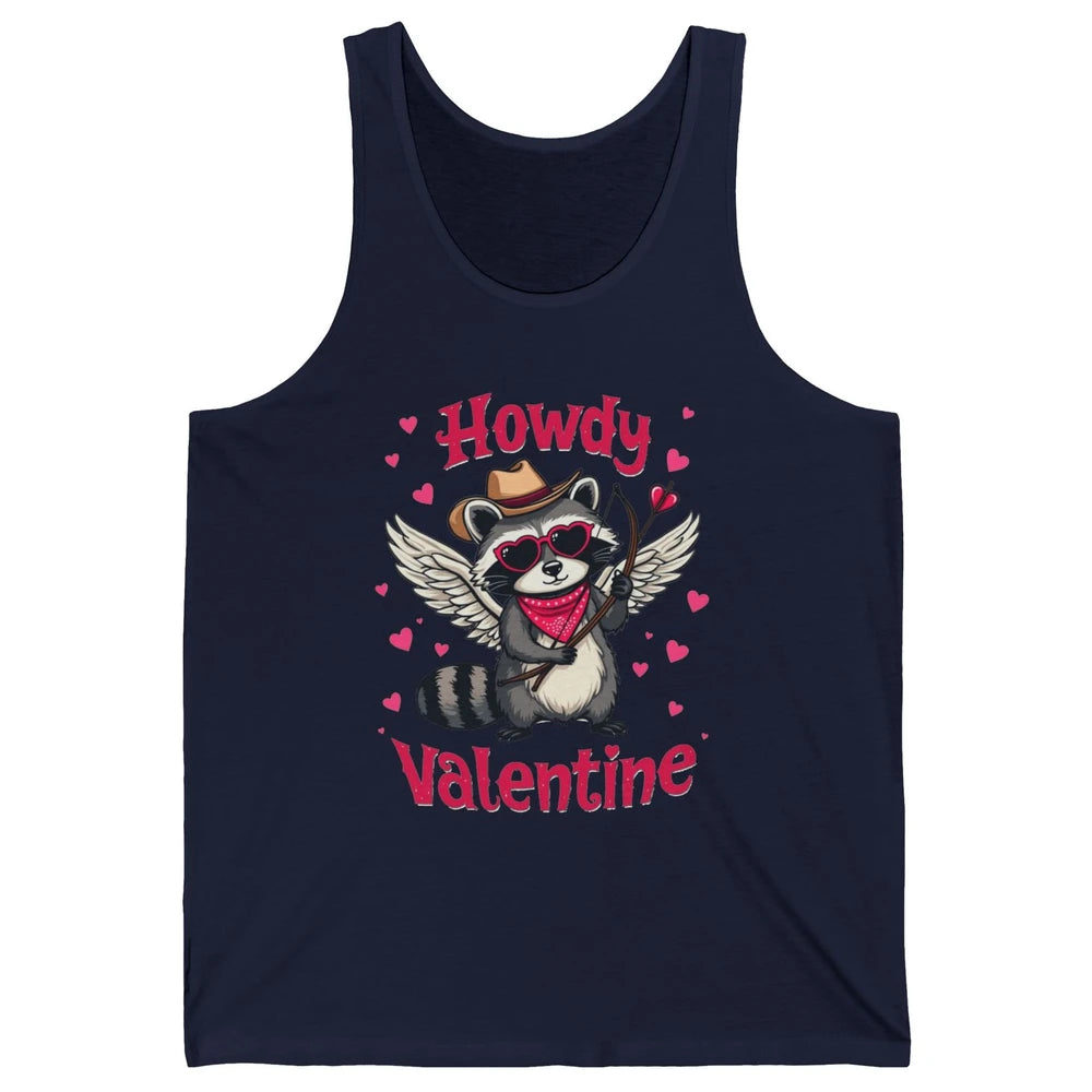Howdy Valentine Cowboy Hat Cupid Raccoon Funny Opossum Love Heart Cute Western Possum Rodeo Unisex Jersey Tank