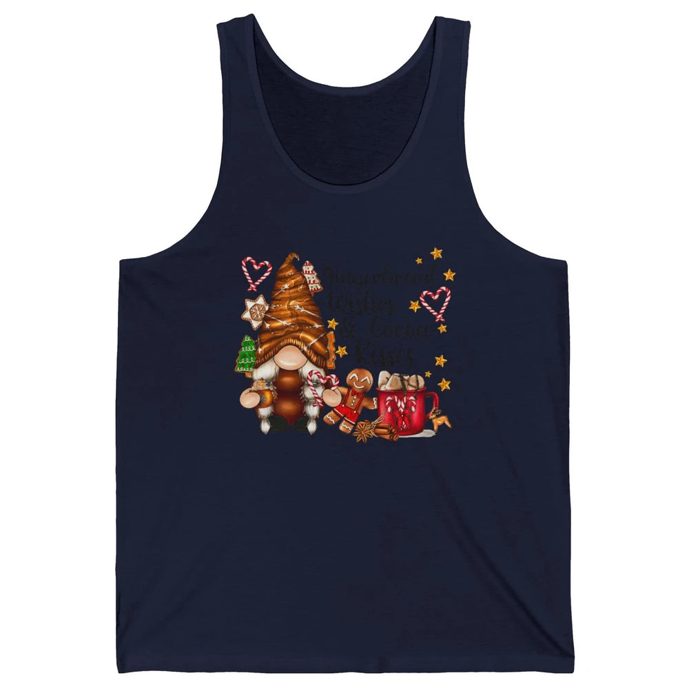 Retro Christmas Gnome Gingerbread Wishes and Cocoa Kisses Unisex Jersey Tank