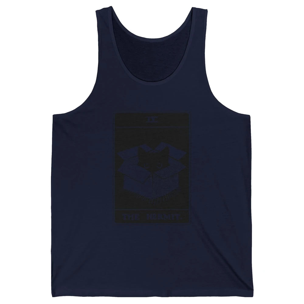 Retro Halloween Black Cat The Hermit Tarot Card Witchcraft Unisex Jersey Tank