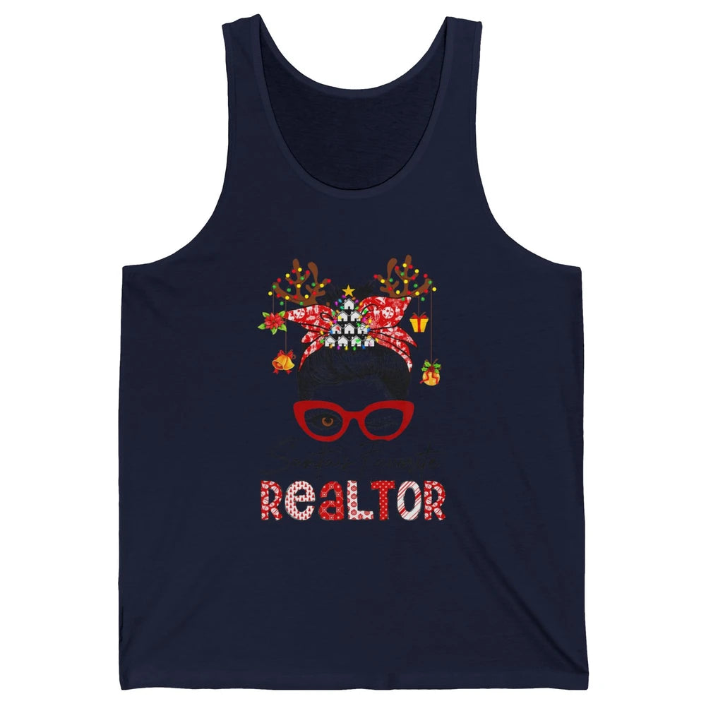 Merry Christmas Xmas Santa Messy Hair Realtor Real Estate Unisex Jersey Tank