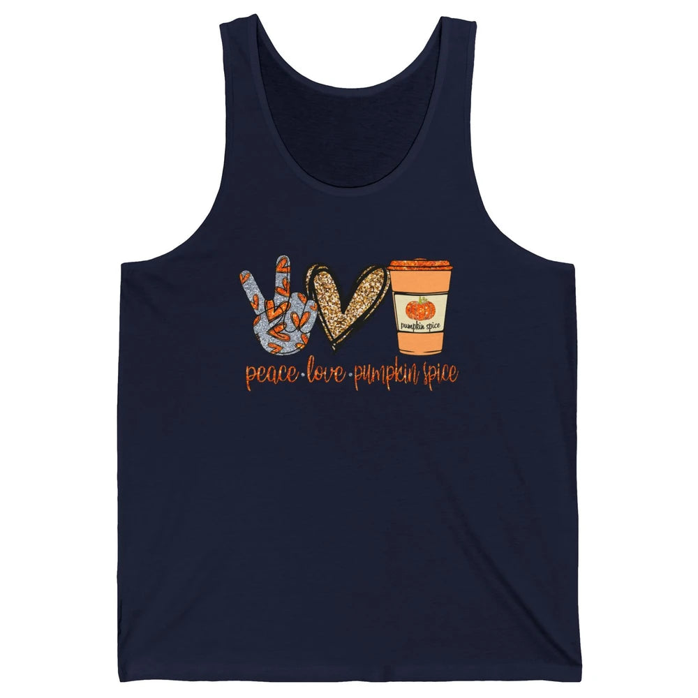 Peace Love Fall Pumpkin Spice Fall Halloween Thanksgiving Unisex Jersey Tank