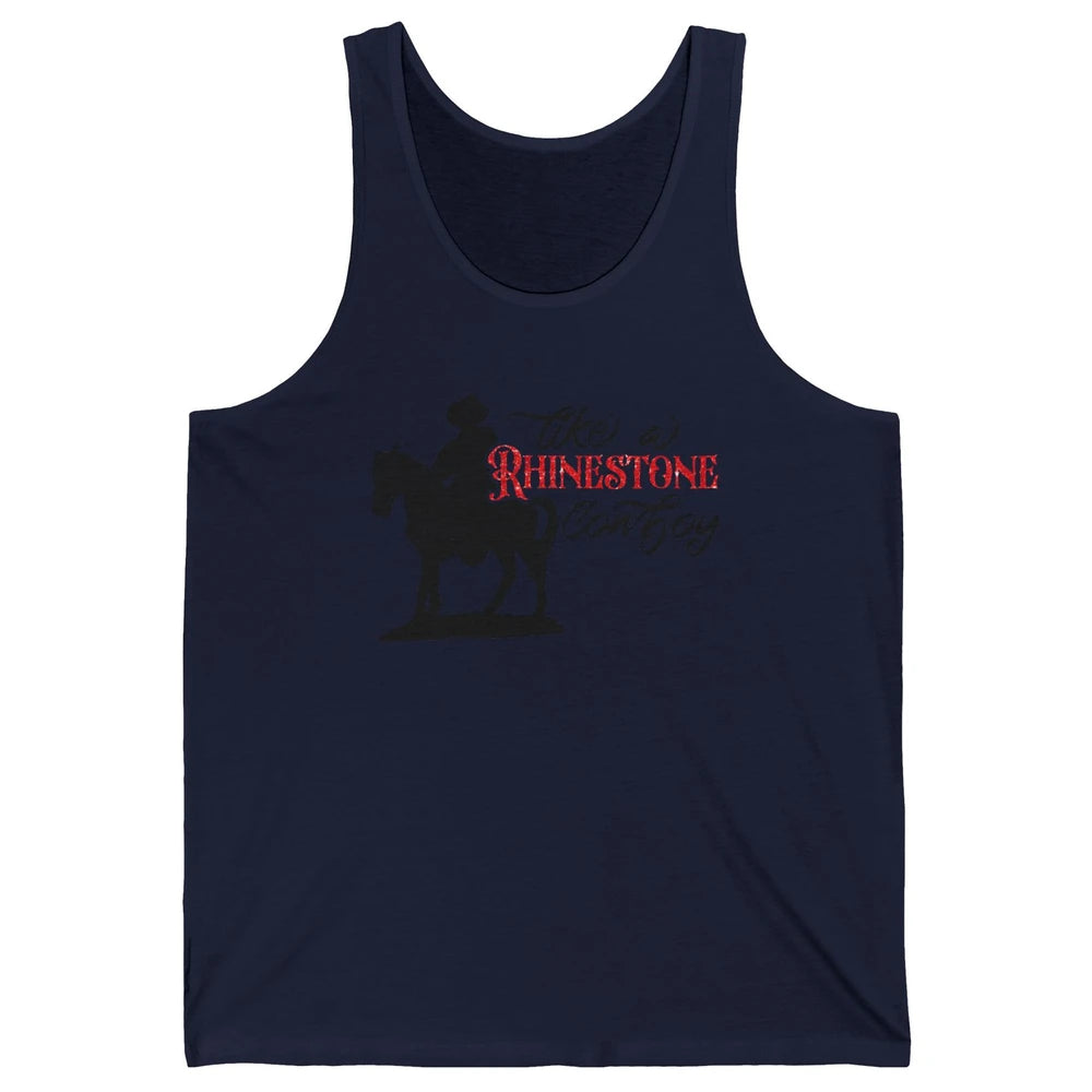Cowboy Riding Horse Rhinestone Cowboy Western Country Gift Unisex Jersey Tank
